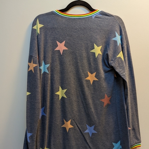 Navy Star Rainbow Stripe-Trim Relaxed-Fit Crewneck Sweater - Picture 4 of 5